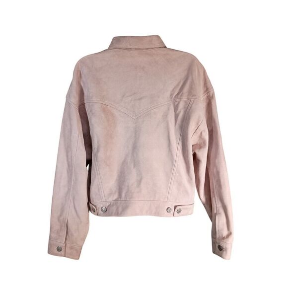 Levi's Goat Suede Tucket Jacket Slouch Fit Button Down Blush Pink Women's Medium - Picture 4 of 7
